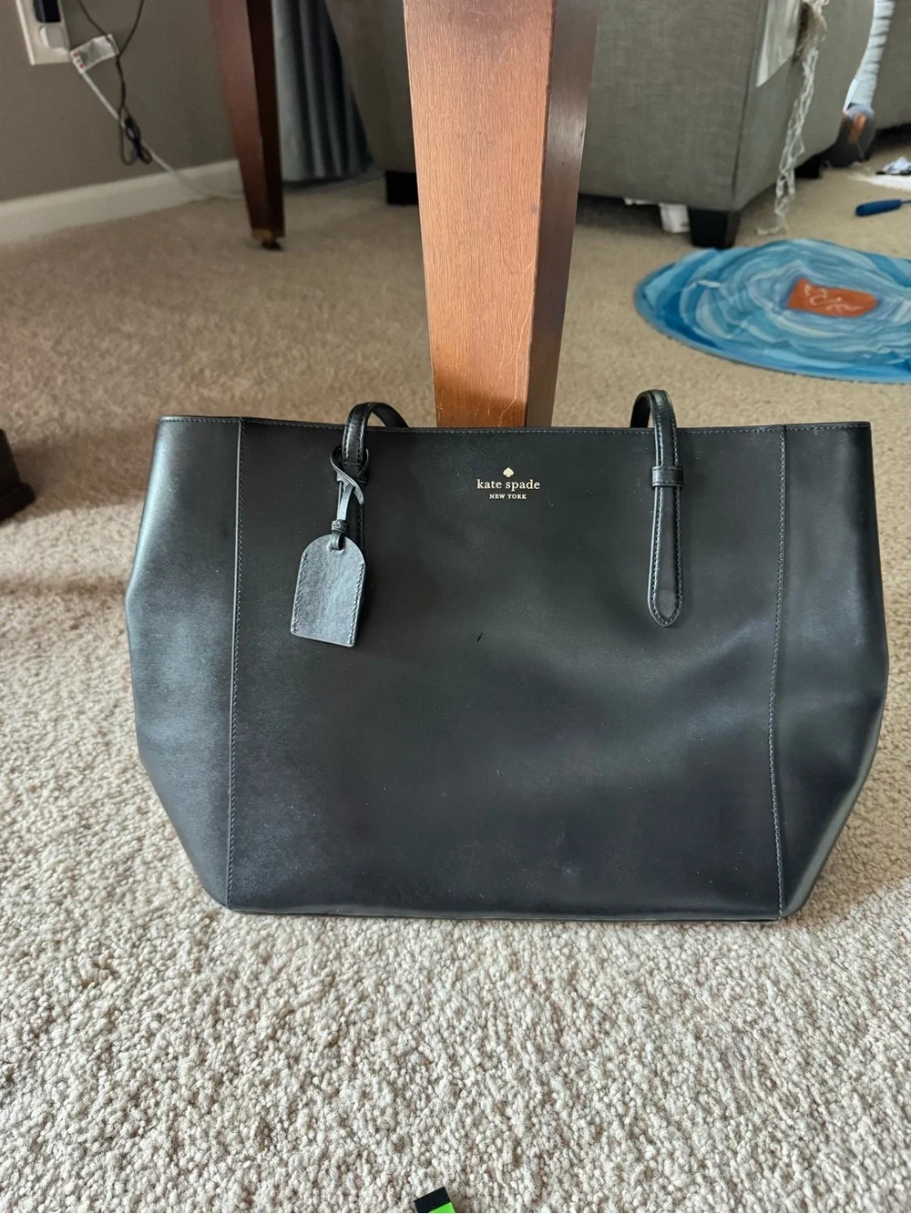 kate spade Black Leather Tote Bag